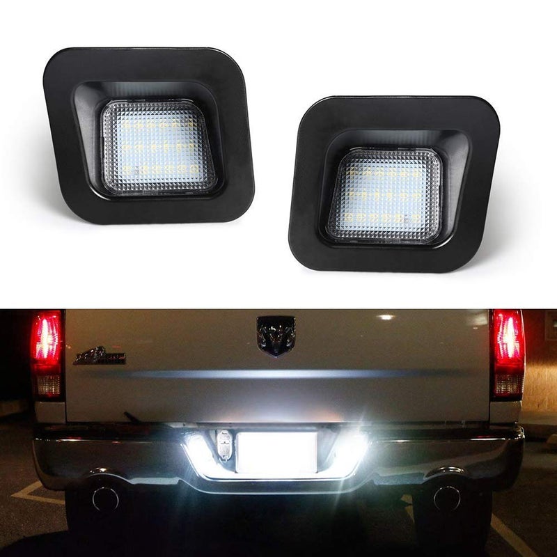 Gempro 2pcs LED License Plate Light Lamp Assembly For 2003 to 2018 Dodge RAM 1500 2500 3500, Powered by 18SMD Xenon White LED Lights - Image 1